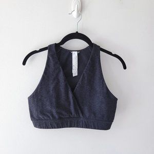 Oiselle Women's Lux Wrap Lounge Sports Bra Heather Black 6